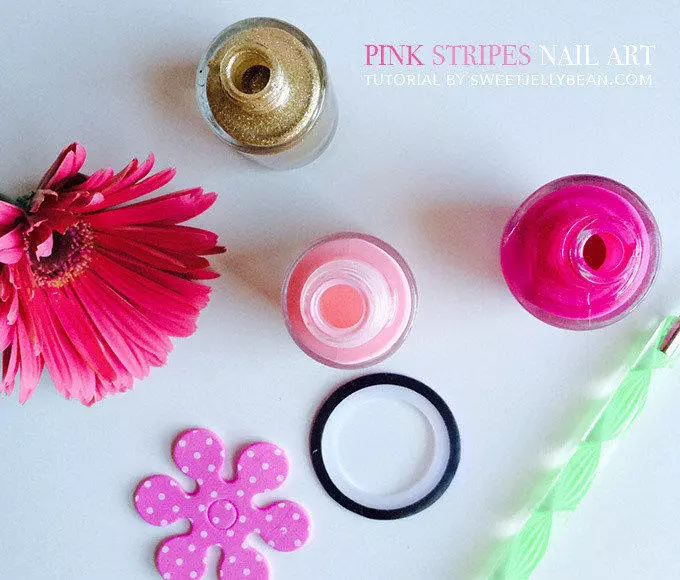 Pink Stripes Nail Art Tutorial